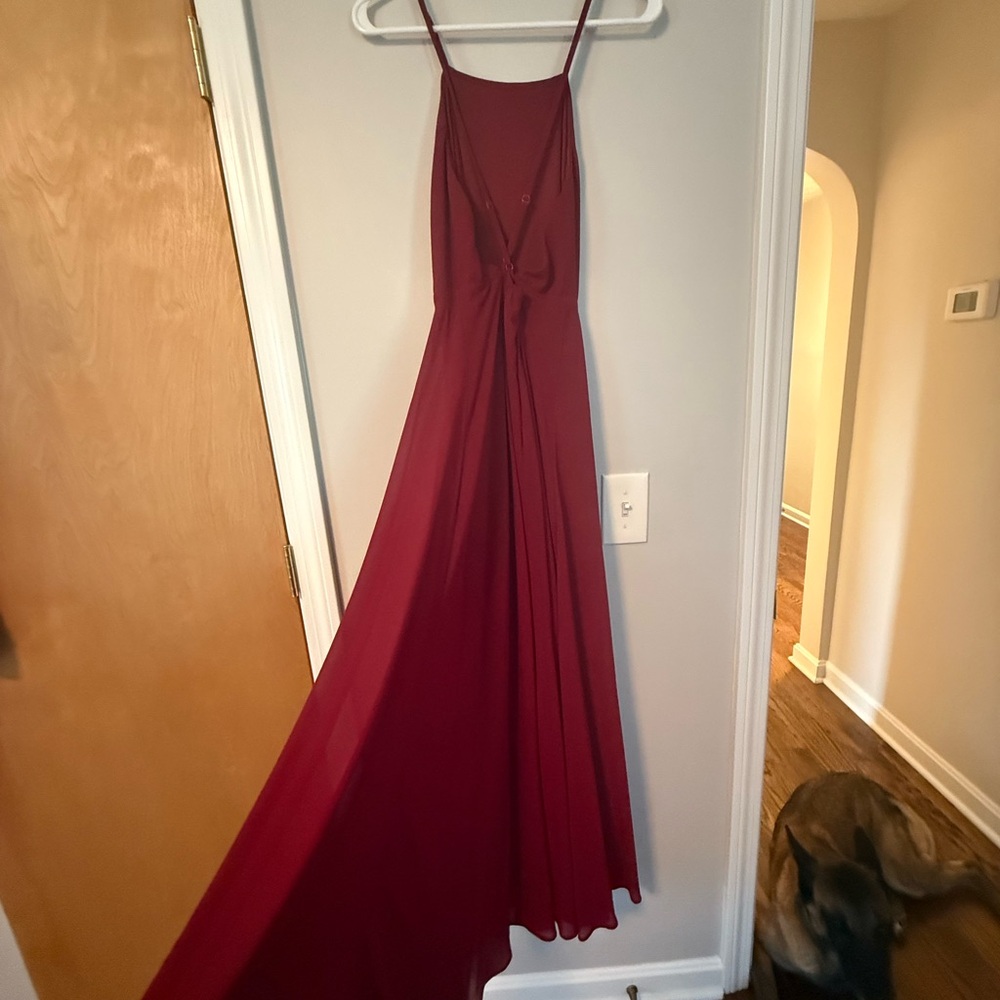 Lulu's Wine Red Backless Maxi for Weddings - Picture 4 of 5